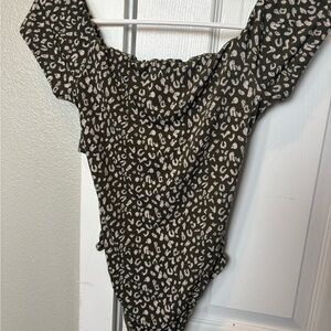 LUSH green/ tan Leopard Print Women's Top